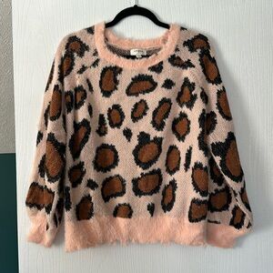 Blush Leopard Print Fuzzy Sweater
